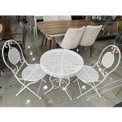 Resim Ferforje Katlanır Masa Sandalye Balkon Takımı Beyaz 60CM 
