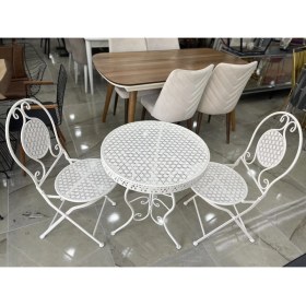 Resim Ferforje Katlanır Masa Sandalye Balkon Takımı Beyaz 60CM 