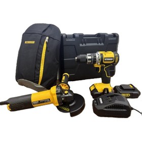 Resim Rtrmax RTX2020 2AH Çift Akülü Vidalama + RTM102 Avuç Taşlama Bez Çanta Hediyeli 