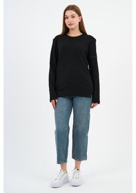 Resim Alexander Gardi Kol Detaylı Bisiklet Yaka Basic Sweatshirt Wk25425 Siyah 