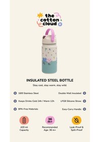 Resim The Cotton Cloud - Dancing Hearts 420ml Paslanmaz Çelik Gizli Pipetli Matara Çok Renkli 