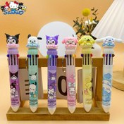 Resim Sanrio 10 renkli geri çekilebilir yuvarlak tükenmez kalem - sevimli Kuromi, tarçın rengi günlük ofis kalemi, hızlı kuruyan çizgi film kalemi, yazma ve öğrenme kırtasiye, Halloween/Noel hediyesi 