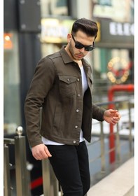 Resim Serseri Jeans Koyu Haki Erkek Kot Ceket Haki Yeşil 