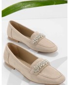 Resim Bambi Bej Süet Kadın Loafer Ayakkabı K01839216102 001 