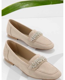 Resim Bambi Bej Süet Kadın Loafer Ayakkabı K01839216102 001 