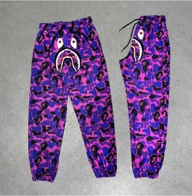 Resim Soonaksesuar İki İplik Mevsimlik Bape Nakişli Eşofman Pantolon - Mor Mor 