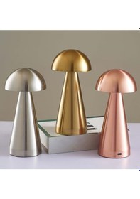 Resim Dekoratif Metal Gold Mantar Kablosuz Masa Lambası Gold 