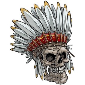 Resim Kuru Kafa Kurukafa Kızılderili Mohikan Çıkartma Sticker 01024 