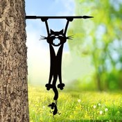 Resim 1 adet Kedi ve Fare Metal Duvar Sanatı - Şirin Siluet Açık Hava Bahçe Dekoru, Ev ve Bahçe için İdeal, Anneler Günü Hediyesi, Pil Gerektirmez, Bahçe Duvar Dekoru|Oyuncağı Tasarım|Dayanıklı Metal, Kedi Dekoru 