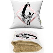 Resim G HARFİ Baskılı Kişiye Özel Opsiyonel Battaniyeli Yastık Kırlent 2 in 1 