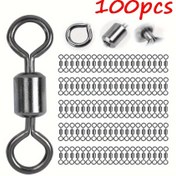 Resim 100 adet 1#-14# Balık Bağlantı Elemanları, Paslanmaz Çelik Balık Dönerleri, Açık Hava Balıkçılık Aksesuarları 