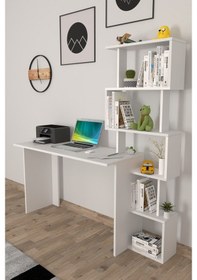 Resim Moonlife Yakamoz Kitaplıklı Çalışma Masası Beyaz 