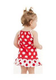 Resim Denokids Kırmızı Puantiye Kız Bebek Poplin Elbise 