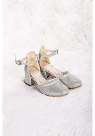 Resim Kiko Kids 771 Çupra Taşlı Kız Çocuk 5 Cm Topuklu Sandalet Ayakkabı Gümüş 