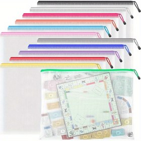 Resim Ekstra Büyük A3 Mesh Fermuarlı Çantalar - Su Geçirmez PVC Depolama Çantaları Ofis Malzemeleri, Bulmacalar, Tahta Oyunları ve Çapraz Dikiş Projeleri için Dayanıklı Fermuarlar ve Pürüzsüz Yüzey, Şeffaf Tasarım, Çok Amaçlı Organizatör, El Sanatları ve Temel Malzemeler için Küçük Eşya Depolama 