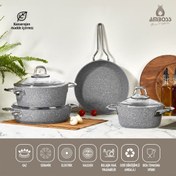 Resim Amboss Shadow 7 Parça Yanmaz Yapışmaz Ezme - Granit Tencere Seti Gri 