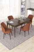 Resim Canisa Nef Serisi 70x114 Açılabilir Mdf Barok Ahşap Desen Masa Takımı Ve 4 Kiremit Sandalye 
