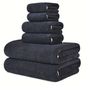 Resim DIAOJIA 6'lı Ultra-Yumuşak Mikrofiber Havlu Seti - Hızlı Kuruyan, Süper Emici & Hafif - Banyo (68.58x139.7cm), El (33.02x76.2cm) & Yüz Havlusu (34.8x34.8cm) Dahil - Ev, Spor Salonu, Seyahat İçin Mükemmel 