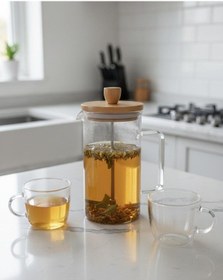 Resim Bambu French Press 1000 Cc Bitki Çayı Filitre Kahve Bambu - Şeffaf 