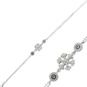 Resim Bracelet flocon de neige mauvais œil en argent pour femme 