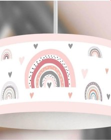 Resim Genç Çocuk Odası Beyaz Pastel Gökkuşağı Çocuk Sarkıt Avize Beyaz 