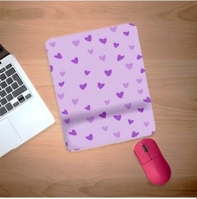 Resim Minik Mor Ve Lila Kalpler Bilek Destekli Mouse Pad Mousepad 