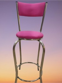 Resim Bengimobilya Sandalye Bar Tipi Yüksek Model Pembe Fuşya 4 Adet Metal Çelik Nik 