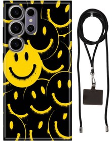 Resim Cekuonline Samsung Galaxy S25 Ultra Kılıf Smile Yellow Silikon İpli Boyun Askısı 