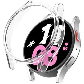 Resim Samsung Galaxy Uyumlu Watch 5 İçin 44 Mm Yarım Kapsama İçi Boş Pc Koruyucu Kılıf Şeffaf Beyaz 