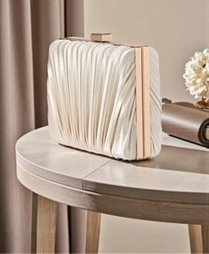 Resim ZEYYMODA Kadın Özel Model Pilse Desenli Abiye Çanta Clutch Portföy El Gece Düğün Nişan Abiye Çantası 