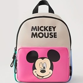 Resim Mickey Mouse Karikatür Sırt Çantası, Naylon, Büyük Kapasite, Ayarlanabilir Askılar, Fermuar Kapanış - Sevimli ve Rahat Seyahat, Dışarı Çıkma - Pembe ve Mavi Tasarım 