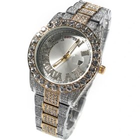 Resim 2xudc Iki Ton + Beyaz Hip Hop Moda Kuvars Izle Çift Hareketi Büyük Yuvarlak Elmas Su Geçirmez Takvim Trend Kadın Erkek Izle (Yurt Dışından) 