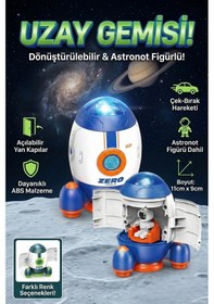 Resim Vardem Astronot Figürlü Çek Bırak Uzay Gemisi Oyuncak Açılabilir Kapılı Uzay Mekiği Çok Renkli 