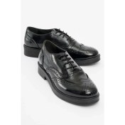 Resim Luvi Avra Siyah Rugan Deri Kadın Oxford Ayakkabı 