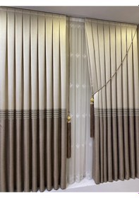 Resim Takım Fon Perde Krem-cappuccino 2 Kanat Fon+aksesuar Krem 