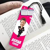 Resim Takım Elbiseli Kadın Karikatürlü Püsküllü Kitap Ayracı 
