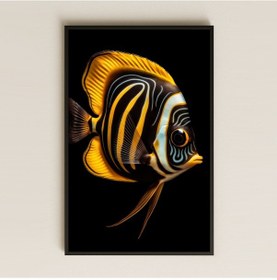 Resim Sarı Ve Mavi Desenli Tropikal Balık Şeffaf Pleksi Tablo 