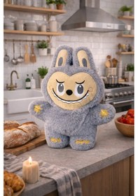 Resim Labubu Peluş Uyku Oyuncağı Tavşan Figürlü Yumuşak Sevimli Uyku Arkadaşı Gri Diğer 