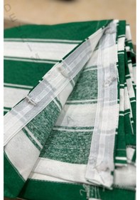 Resim Balkon Perdesi 1,sınıf Gabardin Kumaş Lüks Perde Yeşil - Beyaz 