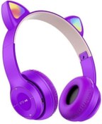 Resim Kensa P47m Bluetooth Kedi Kulaklık Katlanabilir Sd Kart Girişli Mikrofonlu Kablosuz Led Işıklı Kulaklık 