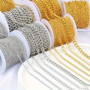 Resim 2 Metre Paket başına Paslanmaz Çelik DIY Zincir Uzatma Halkası 3/4mm Kolye, Bilezik Zinciri Takı Yapımı Aksesuarları 