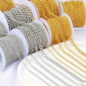 Resim 2 Metre Paket başına Paslanmaz Çelik DIY Zincir Uzatma Halkası 3/4mm Kolye, Bilezik Zinciri Takı Yapımı Aksesuarları 