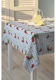 Resim Rivaistanbul Pötikare Kiraz Desenli Mavi Masa Örtüsü, Sofra Bezi, Piknik Örtüsü Mavi 