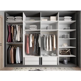 Resim Hugo 8 Kapaklı Dolap Gardırop Füme Beyaz 