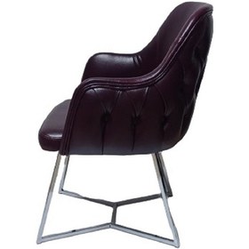 Resim Tekli Bekleme Koltuğu Metal Ayaklı Kapitone Desenli Bordo Renk Su 