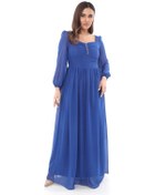 Resim Kalp Yaka Büyük Beden Elbise 1785-saks Saks Mavi 