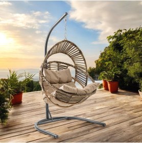 Resim Capri Swing Nobel Tekli Rattan Bahçe Balkon Salıncağı 