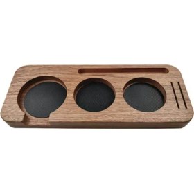 Resim Auralia Brevity 58 mm Ahşap Kahve Tamper Istasyonu Standı Kahve Portafiltre Tutucu Pres Standı Espresso Dağıtım Kolu Tutucu, B (Yurt Dışından) 