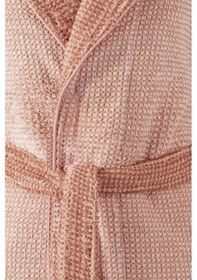 Resim Sadem Organik Plaid Şal Yaka Bornoz Şeftali 