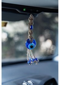 Resim Anahtarlık Hasır Makrome Nazar Boncuklu Kötü Göz Kovucu Araba Çanta Süsü 